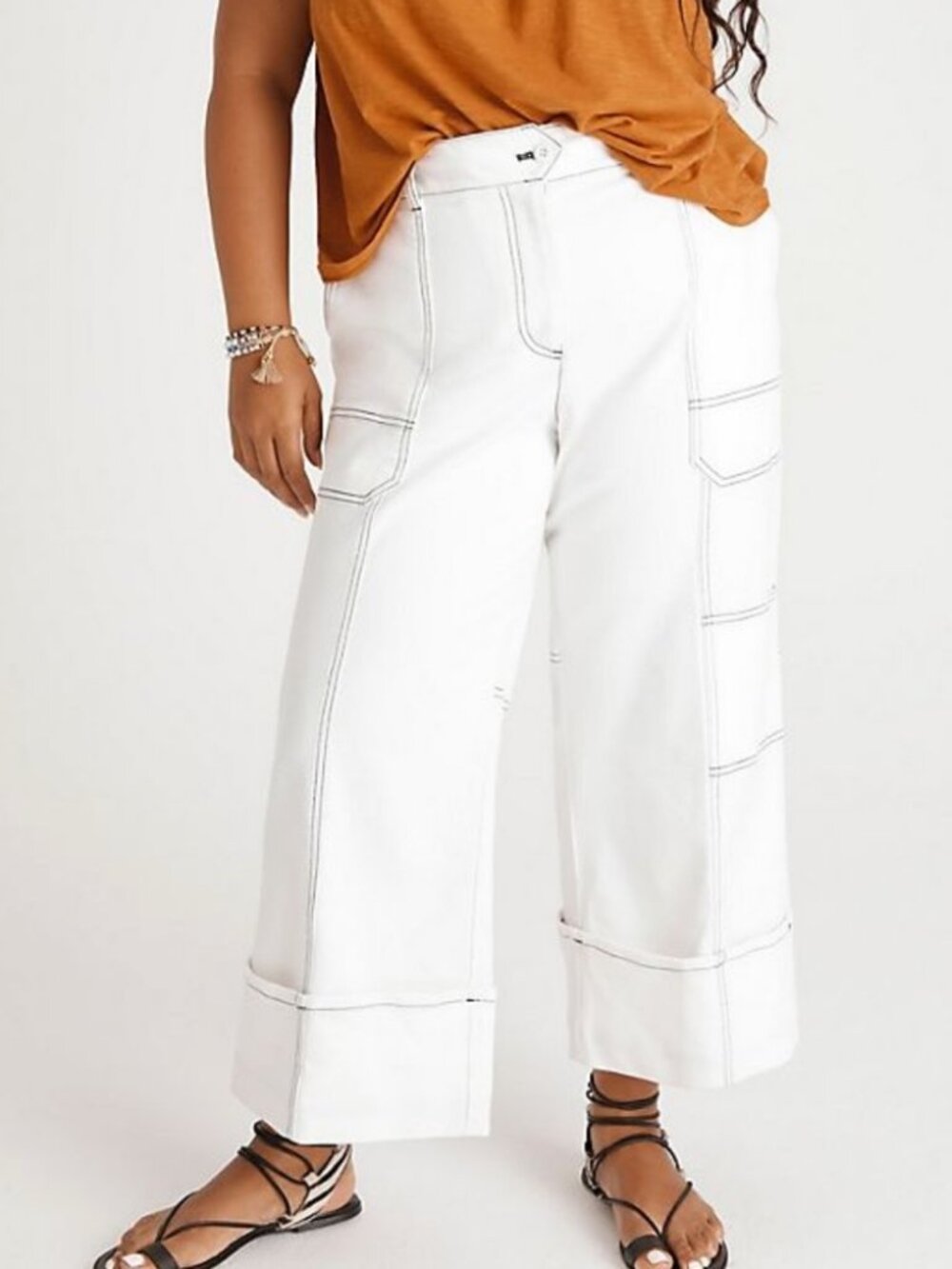 Anthropologie Maeve Women's Contrast Stitch Cargo Trouser size 2